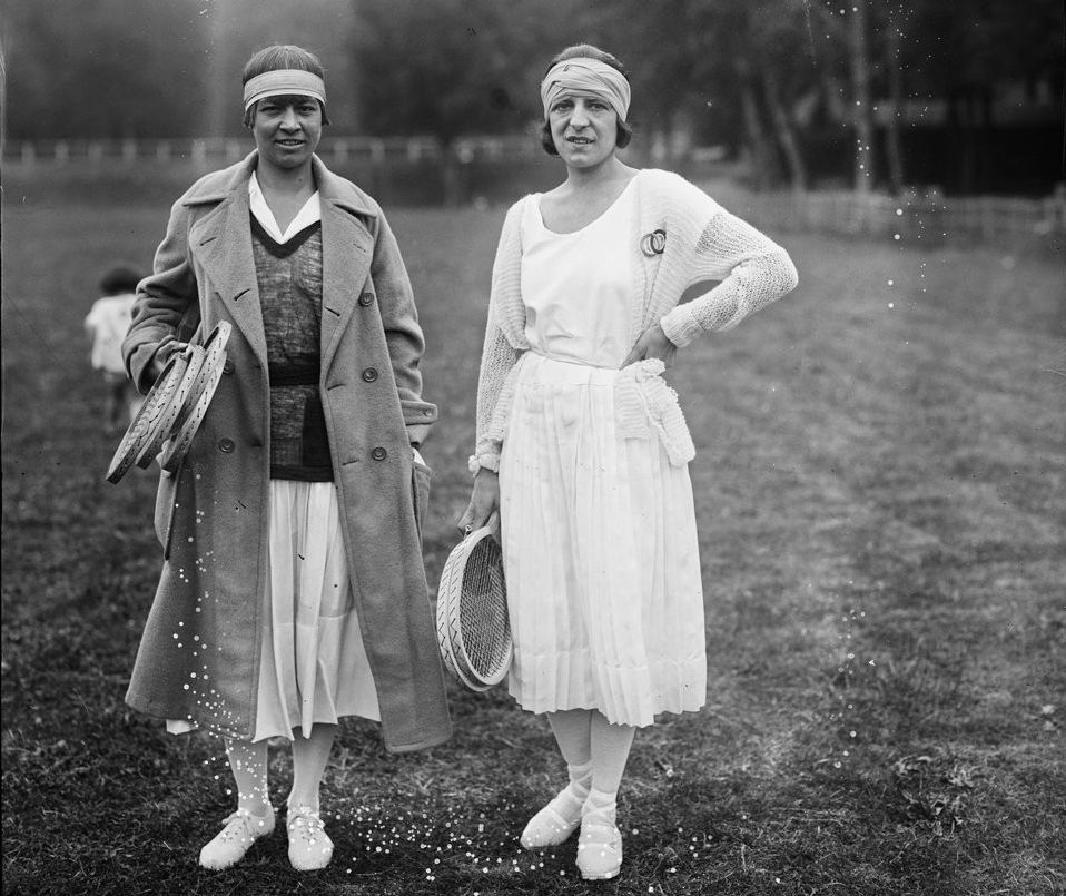 Molla Mallory and Suzanne Lenglen at the 1921 World Hard Court Championships